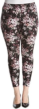 no comment Plus Size Floral Printed Velvet Leggings Blossom Beauty 3X