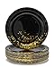 Party Chic Black Plates 9 Inch 50 Count Black Paper Plates Black and Gold Paper Plates for Party 21st Birthday, Graduation, New Years