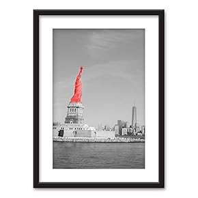 Framed Wall Art Modern City View Giclee Printed Art in Black Picture Frames White Matting - 23x31 inches