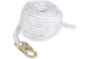 Peakworks Standard Vertical Lifeline - Polysteel 5/8" Rope with Snap Hook - Industrial, Construction, Roofing, Recreational Fall Protection - ANSI & OSHA Compliant (Available in Multiple Lengths)