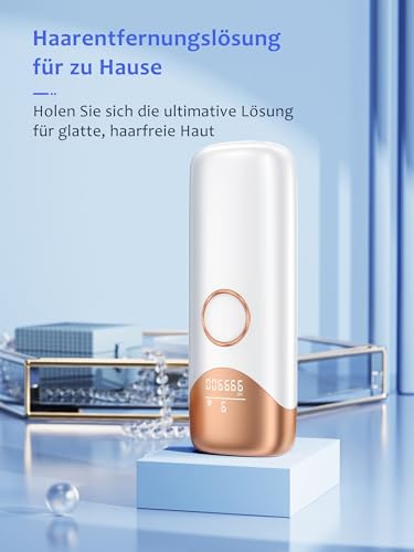 19.8J Hair Removal Device with Cooling System, 9 Energy Levels, 600 NM Red Light Wave, 999,900 Light Pulses, Automatic Gliding Mode, Hair Removal Device for Women, Face, Armpits, White