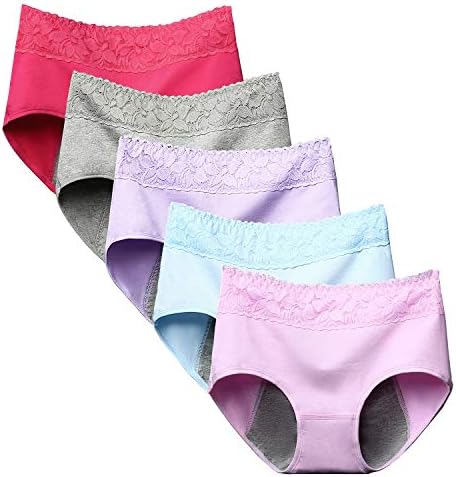 OKEER Women’s Sanitary Shorts, Pure Cotton, Regular, High Waist, Women’s Physiological Pants, Leak Proof, Day and Night Use, Breathable, Underwear, Comfortable (Set of 5/3 Pieces)