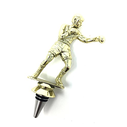Boxing Wine Bottle Stopper - Handmade with Stainless Steel Base and Repurposed Trophy Top