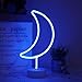 Neon Moon Lights, LED Moon Decor Neon Signs Art Decorations Crescent Night Lights Lamp for Party Supplies, Children Kids Girls Gift-Moon with Holder Base(Blue)