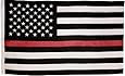 Thin Red Line Flag - 3X5 Foot with Embroidered Stars and Sewn Stripes - Black White and Red American Flag Honoring Firefighters and EMTs