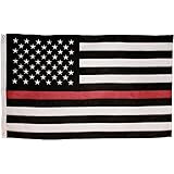 Thin Red Line Flag - 3X5 Foot with Embroidered Stars and Sewn Stripes - Black White and Red American Flag Honoring Firefighters and EMTs