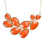 Jane Stone Orange Red Statement Choker Necklace Bib Fashion Necklace Evening Party Jewelry(fn0564-orange Red)