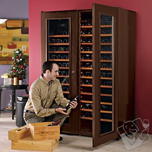 Wine Enthusiast Dark Walnut Build Your Own Deluxe Double Wine Cellar Kit