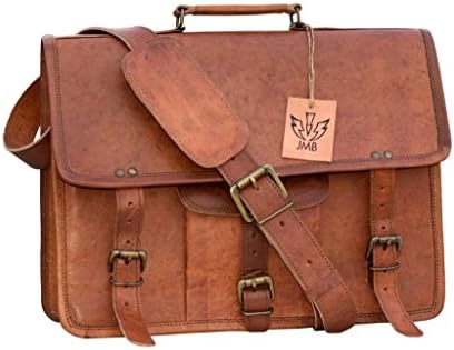 Handmade Leather Unisex Real Leather Messenger Bag for Laptop Briefcase Satchel 15 INCH ...