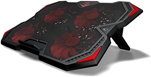 Amstic Laptop Cooling Pad for 12-17.3 inch Laptop with 4 Silent Fans (LED Lights, Ergonomic, Portable, Adjustable Height, Dual USB Ports)