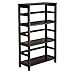 Winsome Wood Leo Wood 4 Tier Shelf with 5 Rattan Baskets - 1 large; 4 small in Espresso Finish