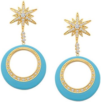 Cristina Sabatini Orbital Star Drop Earrings with Cubic Zirconia in 14K Gold-Plated Sterling Silver