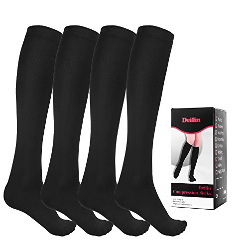 Deilin Compression Socks for Women & Men (4 Pairs), Graduated