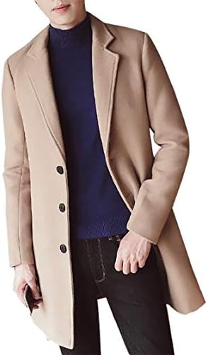 Mens Winter Double Breasted Overcoat Long Trench Coat Jacket