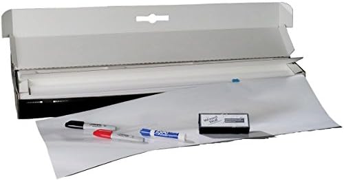 Wizard Wall Self Adhesive Dry Erase Sheet Small Kit, Patented Static Adhesive Tecnology, 1 Dry Erase Marker, 2 Permanent Markers, 30" x 50' Self Cutting Roll, White (WZW-3050T0W)