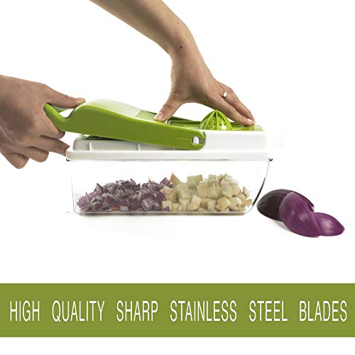 Lumicook vegetable chopper slicer | Durable veggie chopper large food safe container | 8 blades and lemon juicer | All-In-One dicer slicer chopper | food chopper