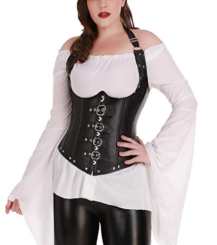 MISS-MOLY-Donna-Sexy-Burlesque-Steampunk-Pelle-Bustino-Corsetto-Osso-dAcciaio-Dentro-con-g-String