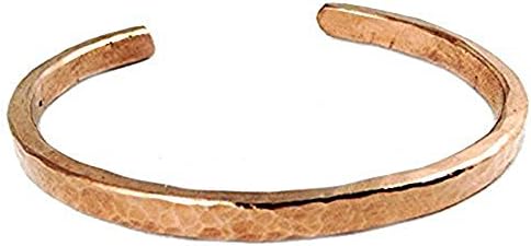 ELAMENTS DESIGN Solid Copper Bracelet Hammered and Textured Design Fits Wrist Sizes 6 Inch