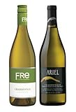 Non-Alcoholic Chardonnay White Wine Variety Two Pack - Includes Ariel and Fre Alcohol Free Chardonnay