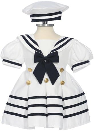 Fougerkids Baby Girls' White Formal Sailor Party Dress B161 Sz L