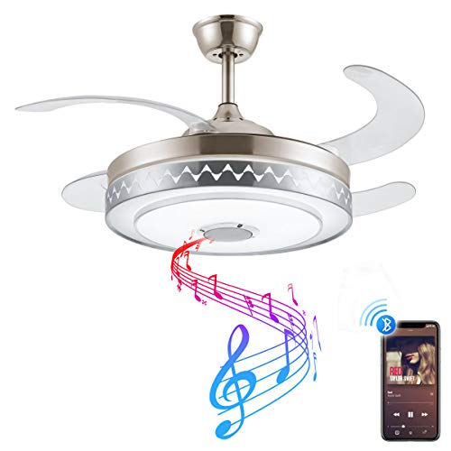 Retractable Blades Ceiling Fan with Lights and Dimmable Invisible