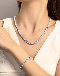 FANCIME Sterling Silver Created Aquamarine Tennis