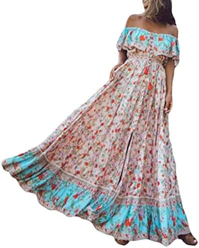 Unko Women's Off Shoulder Boho Maxi Dresses Floral Print Beach Party Dress  3 XS price in UAE | Amazon UAE | kanbkam