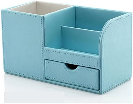 Pen holder Pencil Pot Scratch-resistant with Non-marking Base- Desk Tidy Mesh Desk Organiser Set Office Tidy Organiser Desk Caddy Tray Multi-functional Metal Pencil Pot Pencil Holder ( Color : Blue )