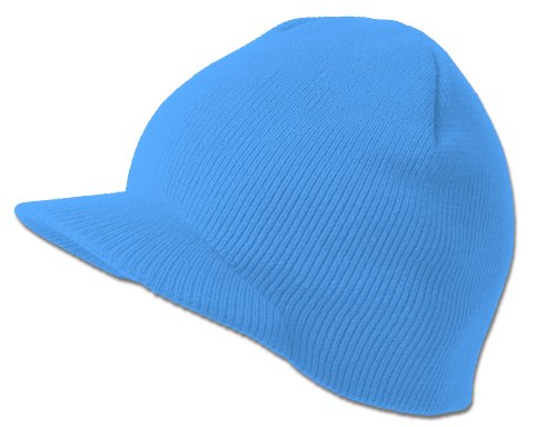 Cuffless Beanie Visor Jeep Cap, Lt Blue