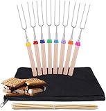 kubo Telescoping Marshmallow Roasting Sticks Set of 8 Hot Dog Forks&Smores Skewers Camping Cookware 32 Inch Campfire Roasting Sticks for Kids