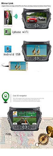 COROTC Compatible Android 8.0 in Dash Car Stereo Radio Head Unit GPS Navigation System Replacement for Hyundai Santa FE 2005-2012 with DVD Player/Bluetooth/USB/Radio/SWC/8 Core/4GB RAM - Thumbnail 4
