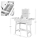 Vlush Vanity Makeup Table with Flip Top Mirror Solid Rubber Wood Dressing Table Writing Desk, 6 Organizers Makeup Accessories & 1 Drawer, White