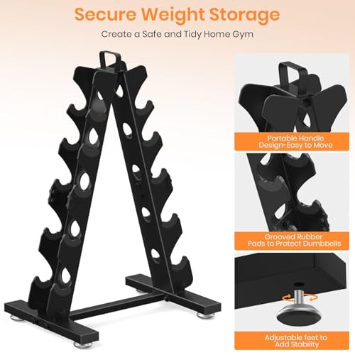 Dumbbell Rack Stand Only, Weight Rack for Dumbell Set, Home Gym Storage Stand, for Weights Metal A-Frame Strength Training Dumbbell Holder, with Handle, Dumbells not Included