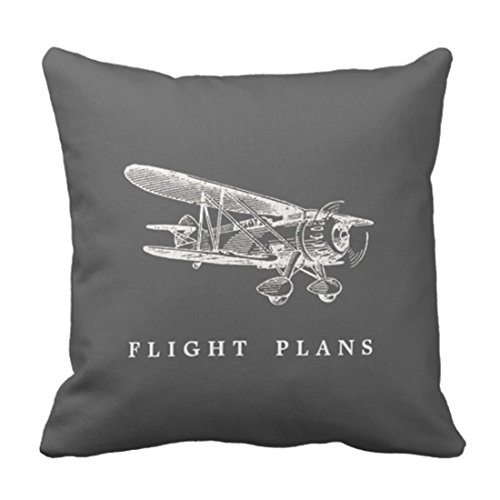 Emvency Throw Pillow Cover Map Prop Vintage Airplane Flight Gray