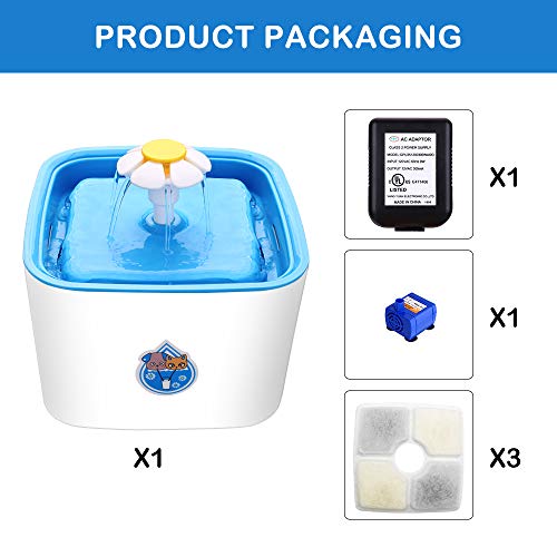 ECPURCHASE Cat Water Fountain, Dog Pet Fountain with 3 Replacement Filters, Pet Water Dispenser Automatic Drinking Filtered Water for Your Pets, 2.5 Liter(84oz) Capacity (Pet Fountain) - Thumbnail 6