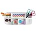 mDesign Plastic Divided Art and Craft Storage Organizer Caddy Tote Bin with Handle for Home Office and Living Room - Holds Pencils, Crayons, Sewing Supplies - Lumiere Collection, White