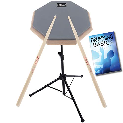 image for Bundled Brands Drummer Practice Pad with Drum Accessories - 5 Pieces I