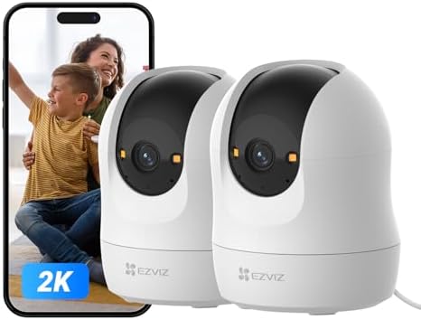 2K Caméra Surveillance WiFi Intérieure 360 °, Camera Bébé avec WiFi 2.4Ghz, Détection Humain, Vision Nocturne Intelligente, Suivi Auto-Zoom, C6N G1 2K 2PK