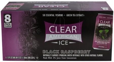 Clear American Ice Black Raspberry Flavored Sparkling Water, 12 fl oz, 8 pack