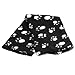 Pet Dog Cat Puppy Kitten Soft Blanket Doggy Warm Bed Mat Paw Print Cushion (Black)