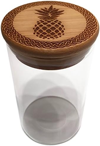 Pineapple Jar 250ml Bamboo Glass Stash Jar Refillable Storage Container Air Tight Seal Smell Proof Jars (Pineapple)