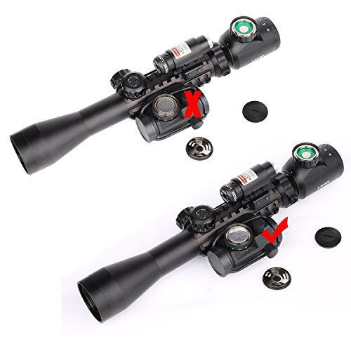 GOHIKING Tactical 3-9x40mm Illuminated Rifle Scope with Red Sight and Red Dot Sight of Red/Green Reticle Mount