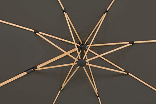 Schneider Sonnenschirm Rhodos Twist Woody, anthrazit, 300 x 300 cm quadratisch, 729-15, Gestell Alu/Stahl, Bespannung… – Bild 8