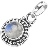 Avicrafts Gemstone 925 Sterling Silver Pendant Necklace For Women Girls- Natural Gemstone Solitaire Handmade Pendant