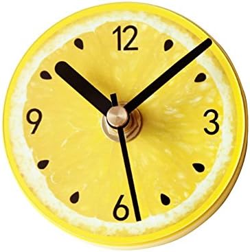 MCC Magnetic suction round wall clock refrigerator bell magnet Message stickers - Fruit lemon black seed number - 8.5cm , yellow