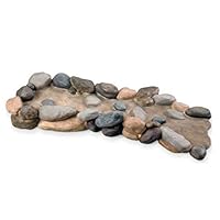 Palos Designs Decorative Downspout Splash Block, Rocky Stream Design, Polyresin, 24 Inches Length, Gutters And Downspout Extension