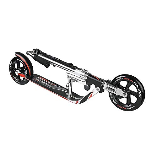 HUDORA 205 Self-Powered Kick Scooter for Adults Teens with Two PU Wheels Folding Mechanism Adjustable Height Rear Brake Non-Electric Glider Scooter