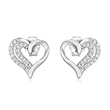 Heart Stud Fashion Earrings, Solid Sterling Silver, Perfect Gift for Girl or Women