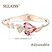 Sllaiss Rose Gold Plated Pink Crystal Cuff Bangle Bracelets for Women Birthday Jewelry Gift for Her Made with Swarovski Crystals