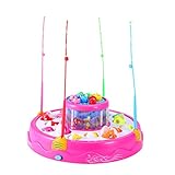Fishing Toy,TOWERPRO Fish Game Electric Rotating Magnetic Fishing Gaming for Parent Child Interaction Imagination (Double Layer)